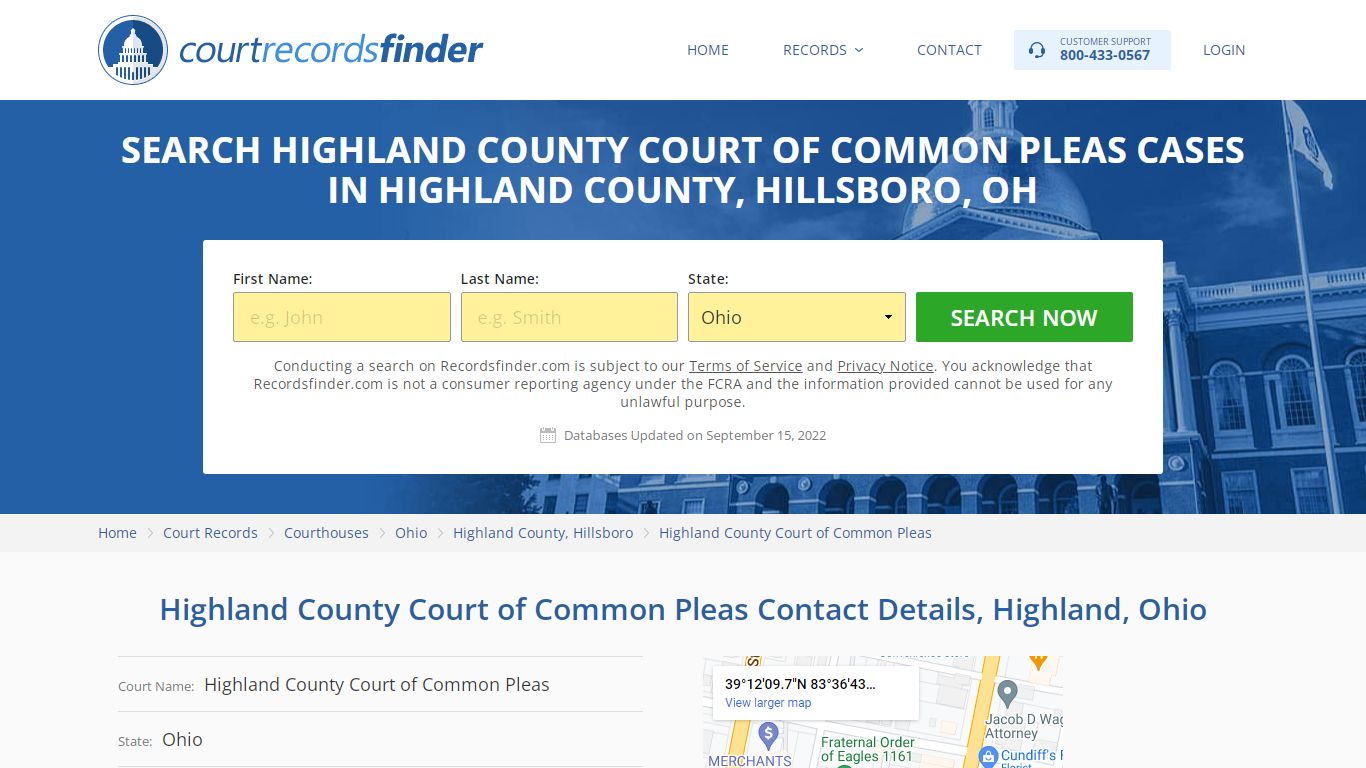 Highland County Court of Common Pleas Case Search - RecordsFinder