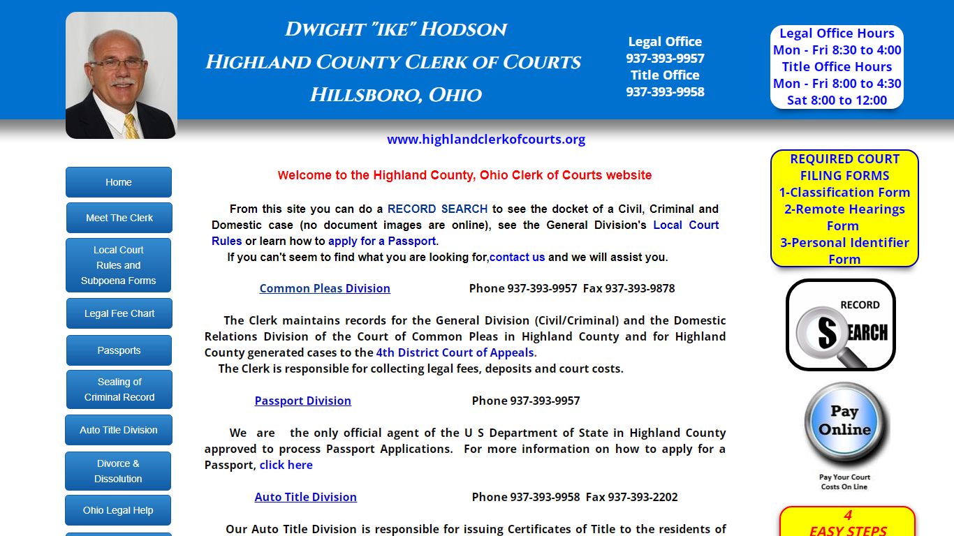 Dwight "ike" Hodson - Highland County Clerk of Courts