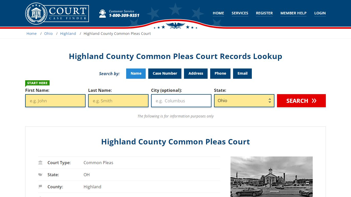 Highland County Common Pleas Court Records Lookup